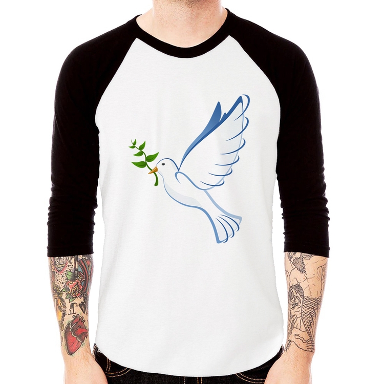 Camiseta Raglan Pomba da Paz Manga 3/4