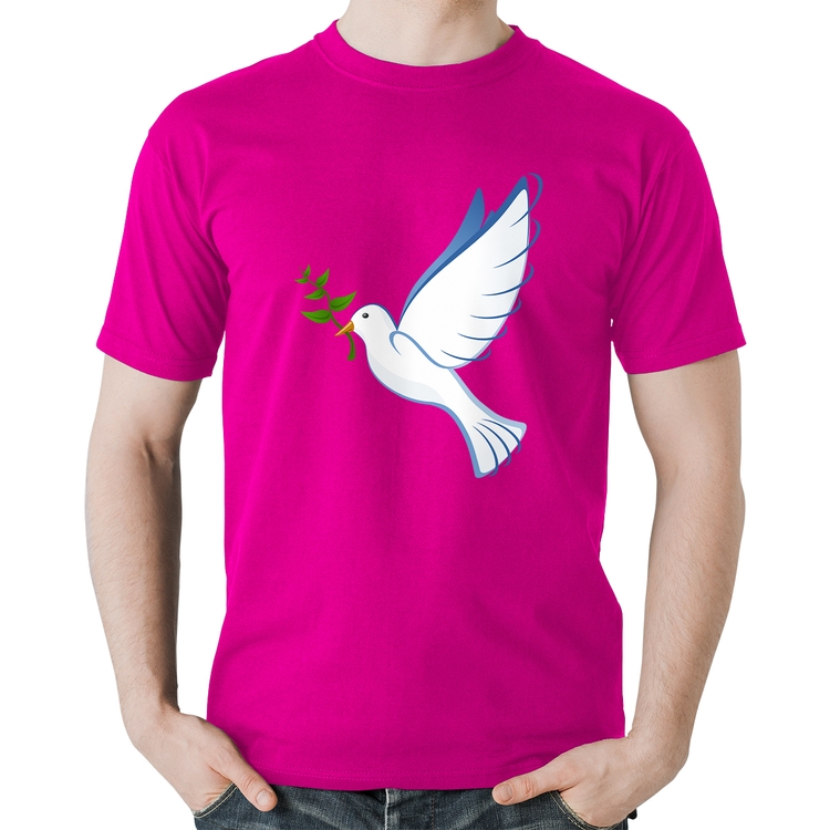 Camiseta Algodão Pomba da Paz - Rosa