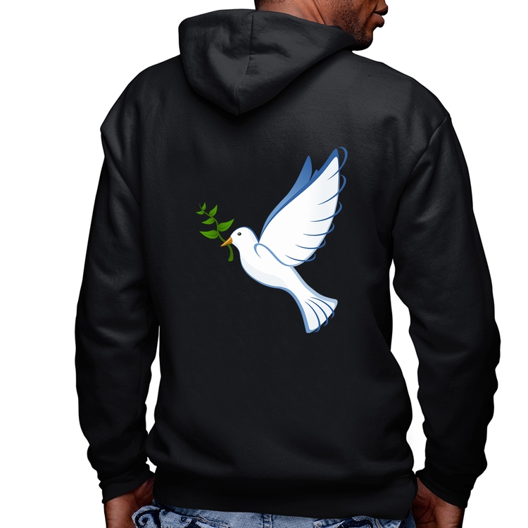 Blusa Moletom Pomba da Paz Masculina com Capuz e Zíper