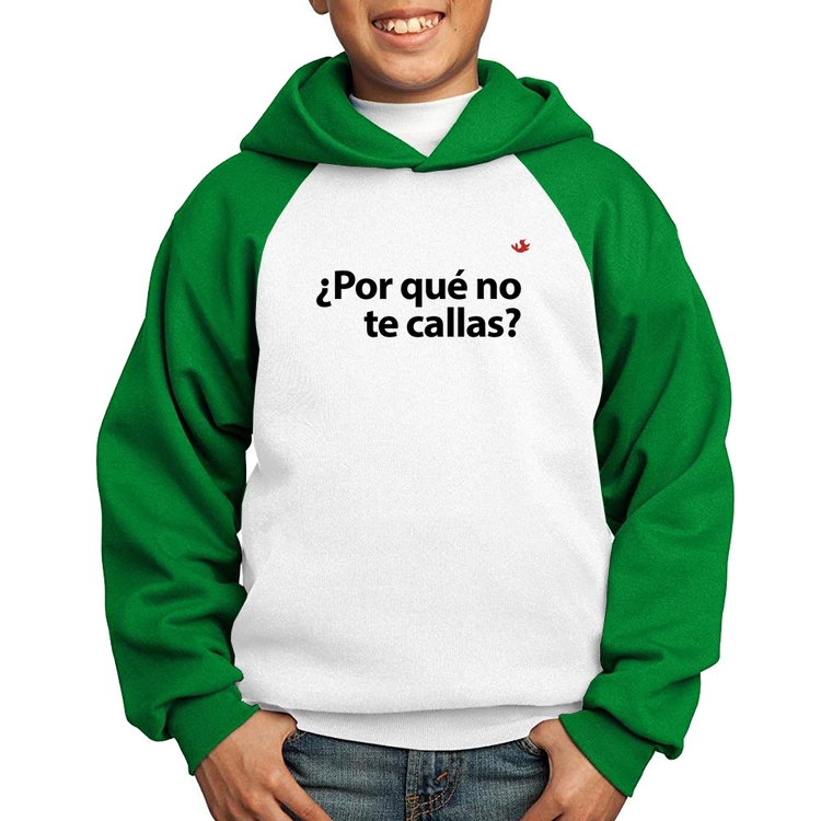 Moletom Infantil ¿Por qué no te callas? - Branco/Verde