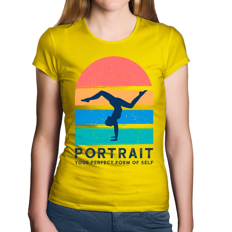 Baby Look Algodão Portrait Your Perfect Form Of Self - Amarela