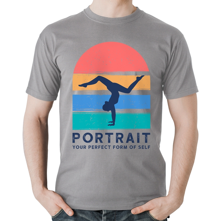Camiseta Algodão Portrait Your Perfect Form Of Self - Cinza