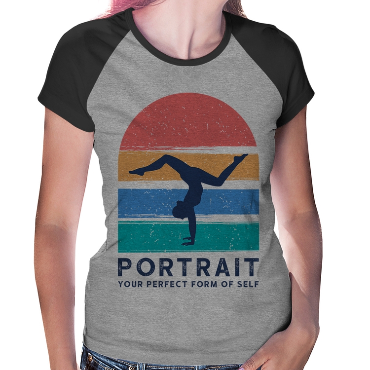 Baby Look Raglan Portrait Your Perfect Form Of Self - Cinza/Preto