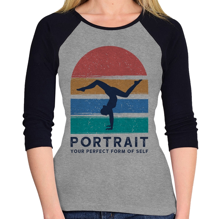 Baby Look Raglan Portrait Your Perfect Form Of Self Manga 3/4 - Cinza/Preto