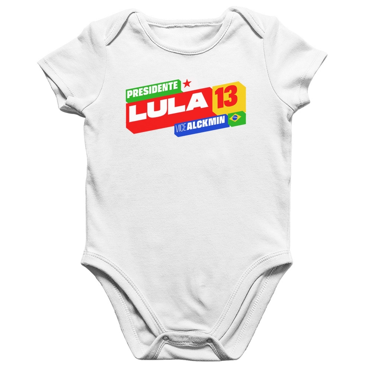 Body Bebê Algodão Presidente Lula 13 PT 2026 - Branco