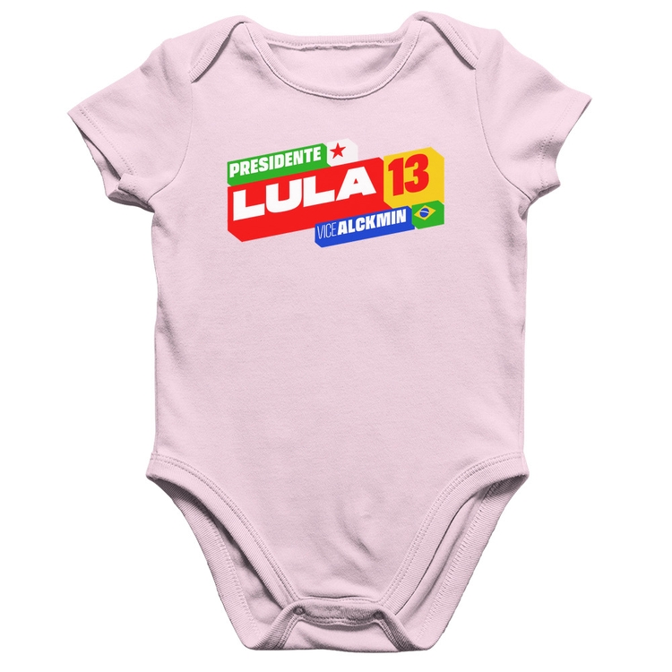 Body Bebê Algodão Presidente Lula 13 PT 2026 - Rosa Bebê