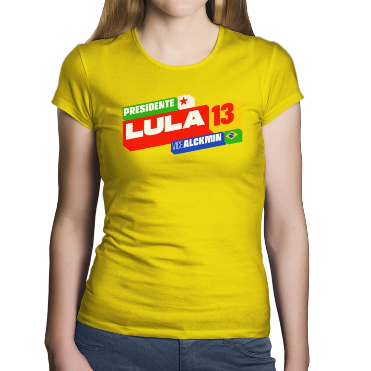 Baby Look Algodão Presidente Lula 13 PT 2026 - Amarela