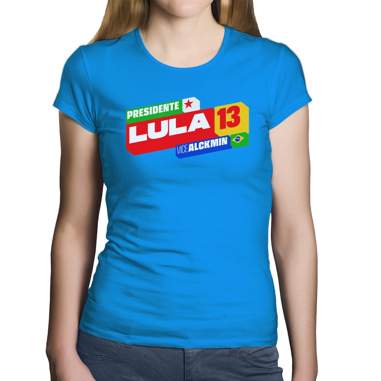Baby Look Algodão Presidente Lula 13 PT 2026 - Azul