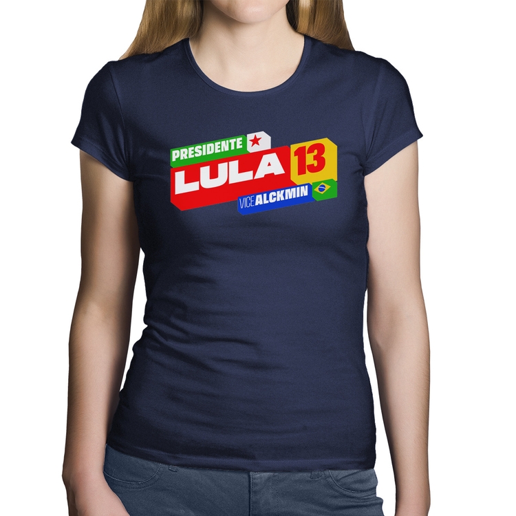 Baby Look Algodão Presidente Lula 13 PT 2026 - Marinho