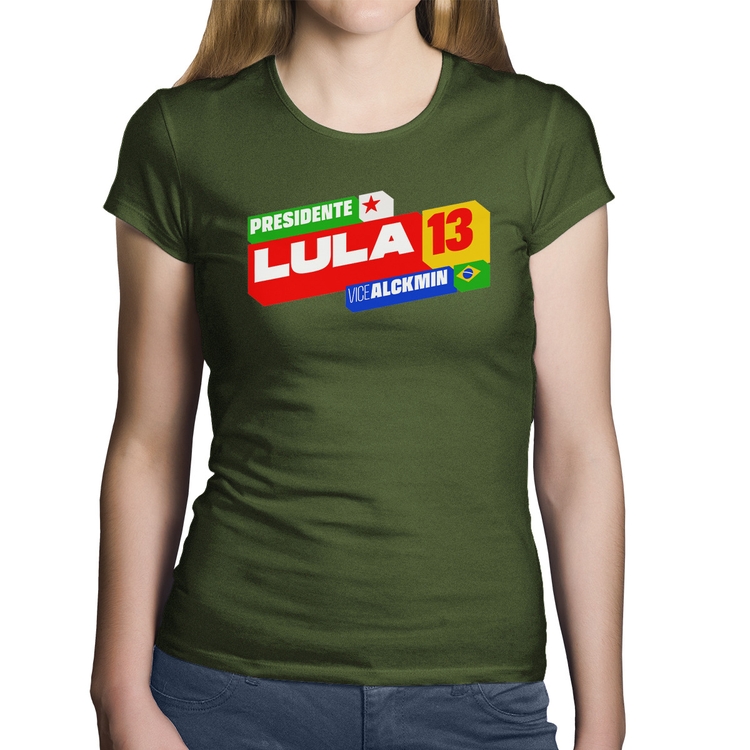 Baby Look Algodão Presidente Lula 13 PT 2026 - Musgo