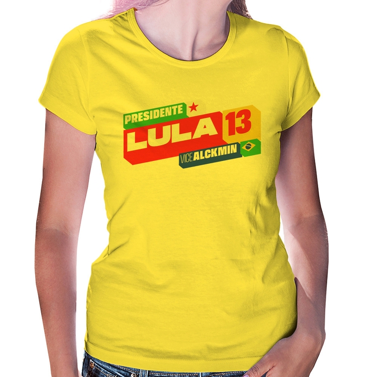 Baby Look Presidente Lula 13 PT 2026 - Amarela