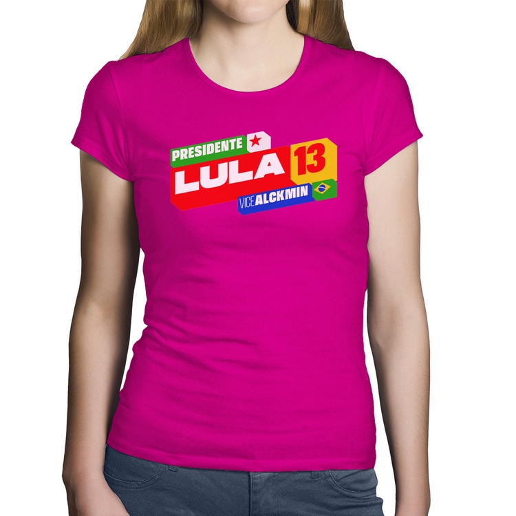 Baby Look Algodão Presidente Lula 13 PT 2026 - Rosa