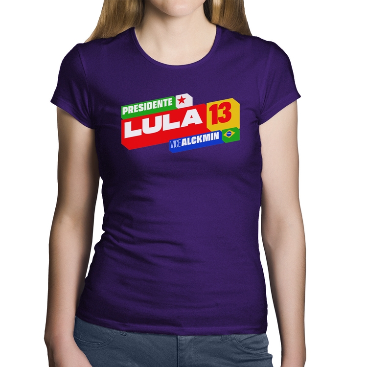 Baby Look Algodão Presidente Lula 13 PT 2026 - Roxa