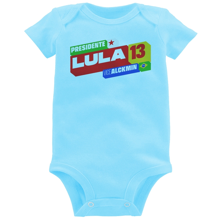 Body Bebê Presidente Lula 13 PT 2026 - Azul Bebê