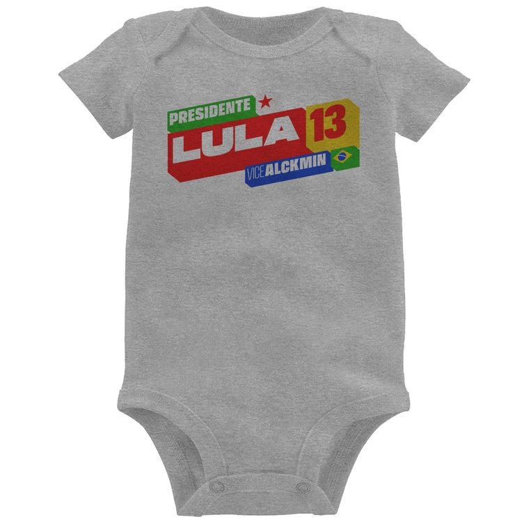 Body Bebê Presidente Lula 13 PT 2026 - Cinza