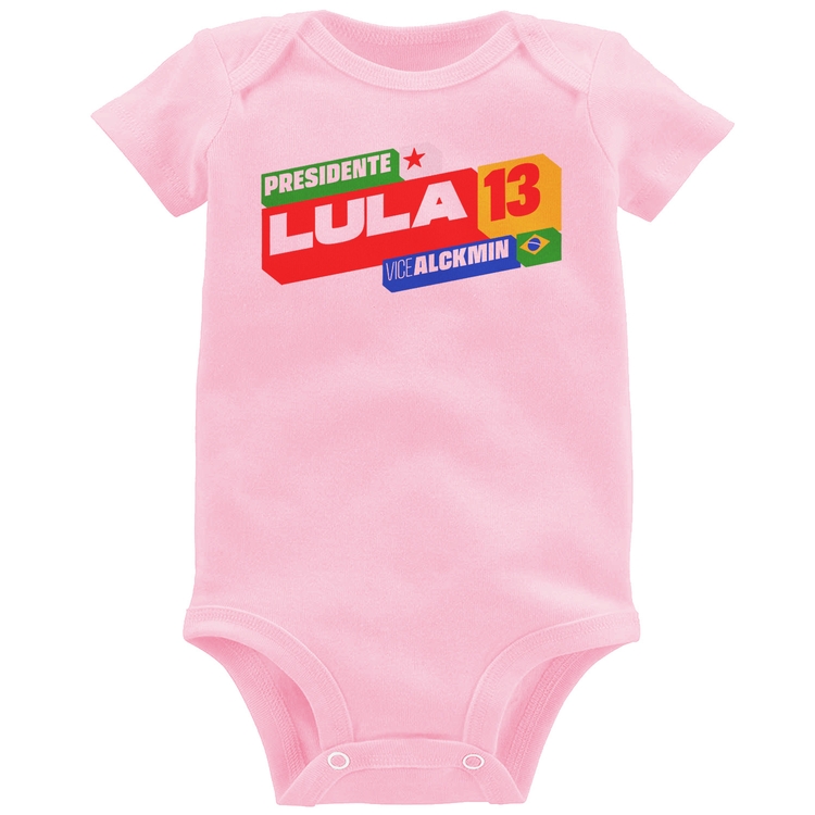 Body Bebê Presidente Lula 13 PT 2026 - Rosa Bebê