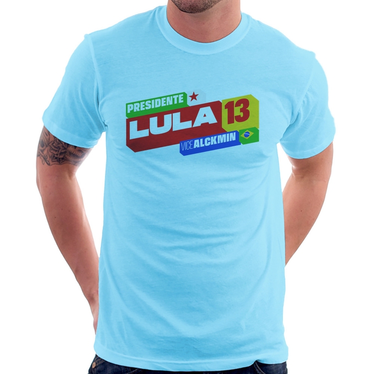 Camiseta Presidente Lula 13 PT 2026 - Azul Bebê