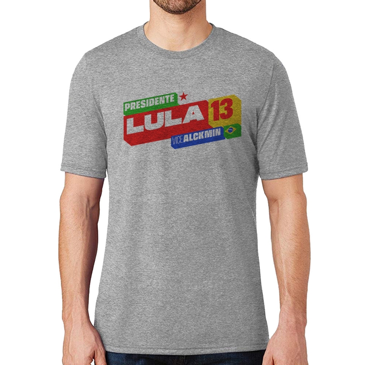 Camiseta Presidente Lula 13 PT 2026 - Cinza
