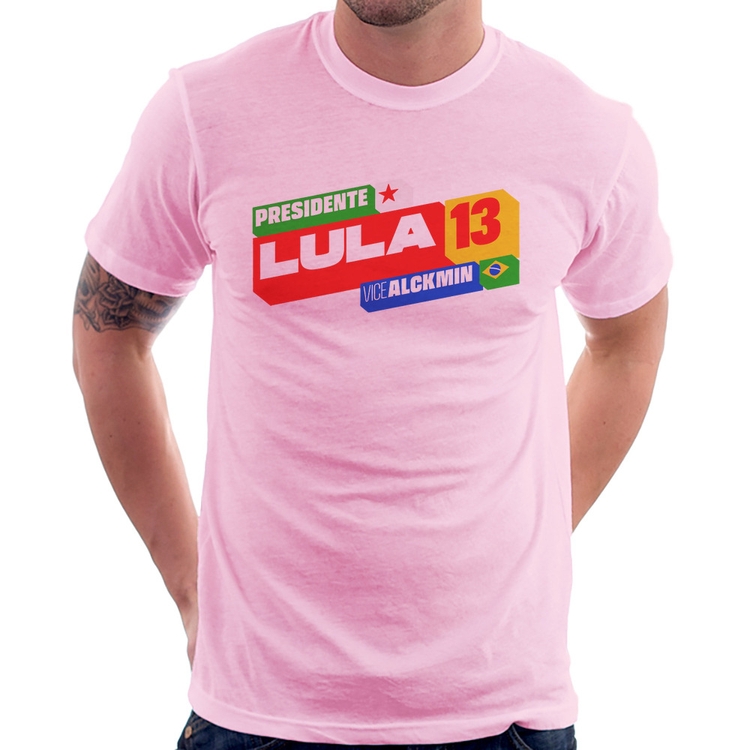 Camiseta Presidente Lula 13 PT 2026 - Rosa Bebê