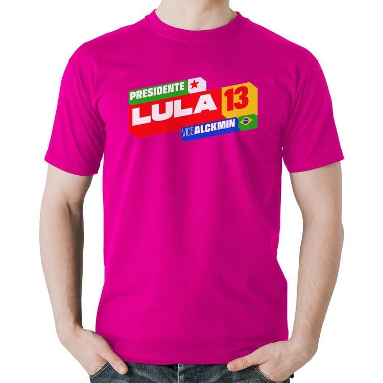 Camiseta Algodão Presidente Lula 13 PT 2026 - Rosa