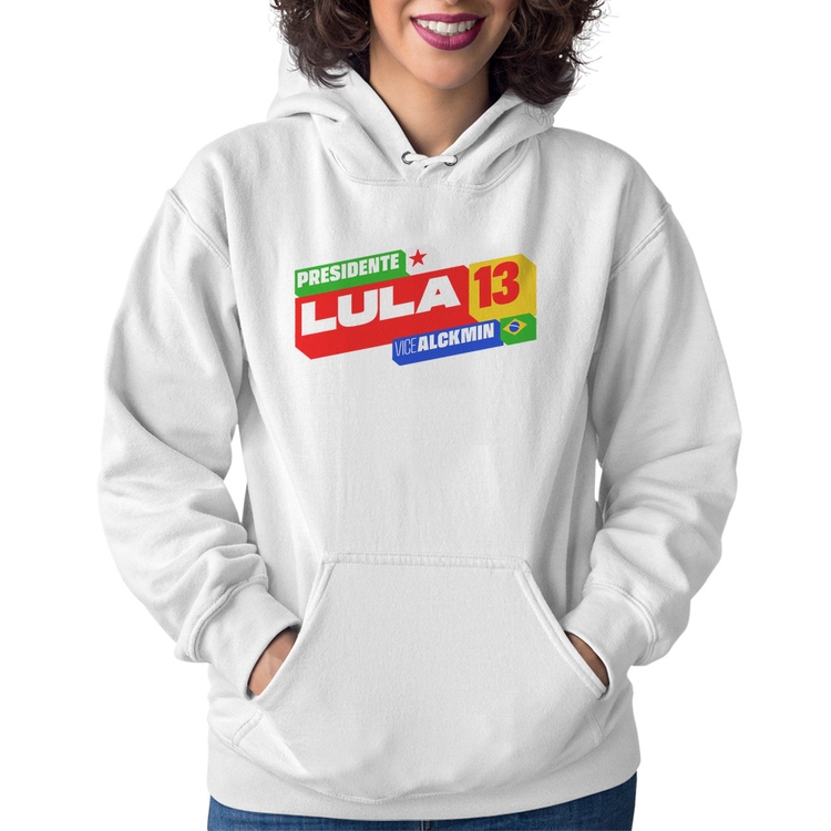 Moletom Feminino Presidente Lula 13 PT 2026 - Branco
