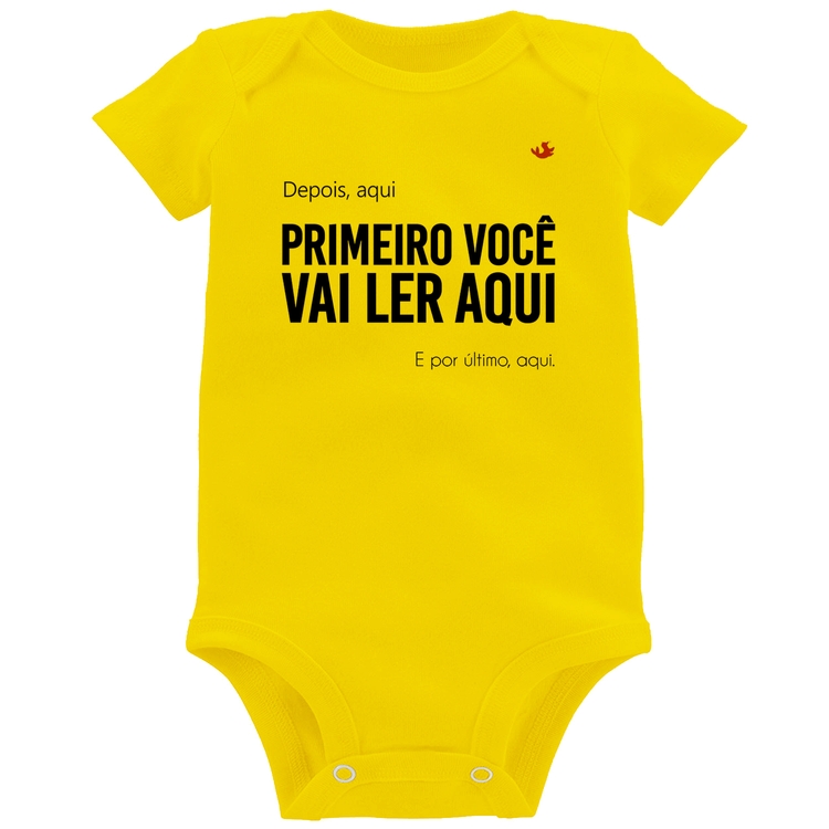 Body Bebê Primeiro você vai ler aqui - Amarelo