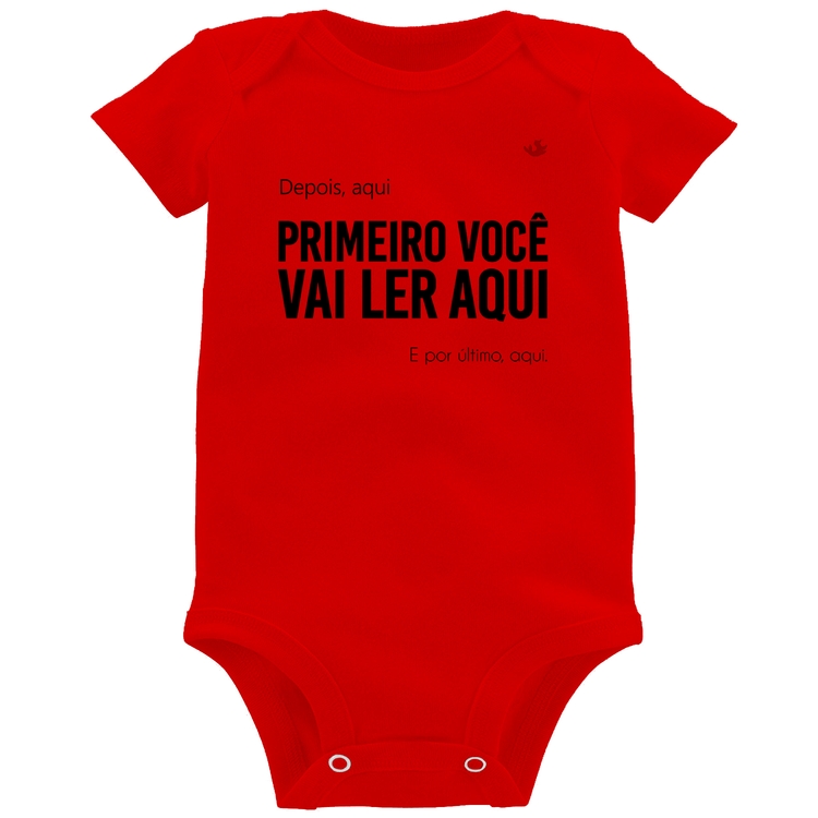 Body Bebê Primeiro você vai ler aqui - Vermelho