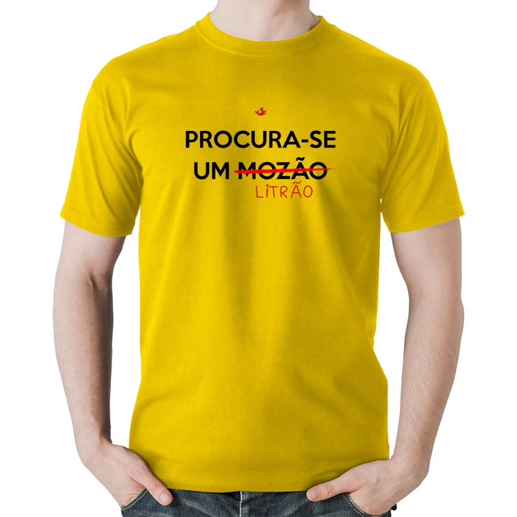 Camiseta Algodão Procura-se um Litrão - Amarela