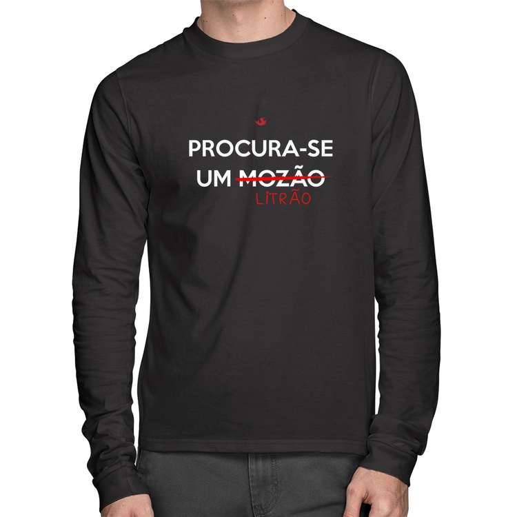 Camiseta Algodão Procura-se um Litrão Manga Longa