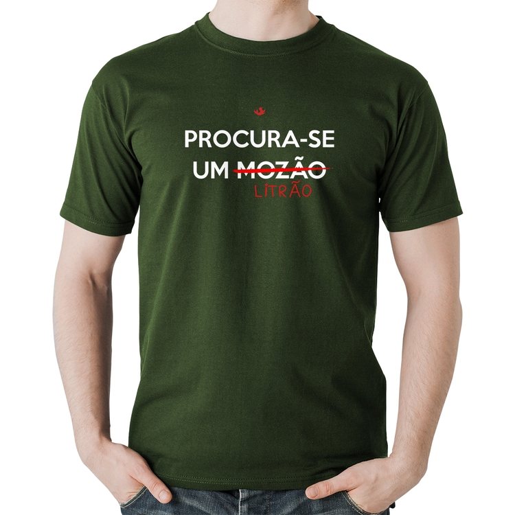 Camiseta Algodão Procura-se um Litrão - Musgo