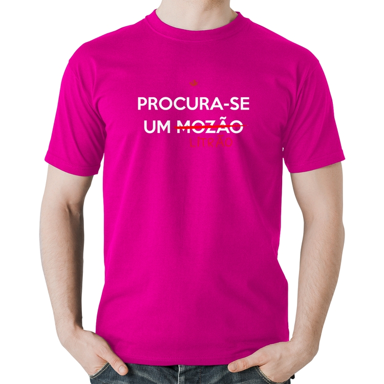 Camiseta Algodão Procura-se um Litrão - Rosa