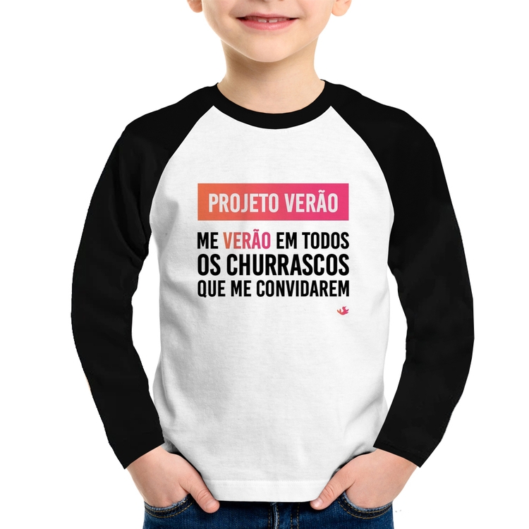 Camiseta Raglan Infantil Projeto Verão Manga Longa