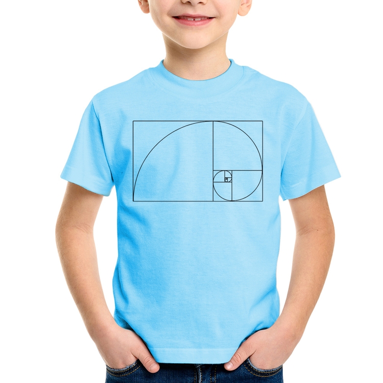 Camiseta Infantil Proporção Áurea Fibonacci - Azul Bebê
