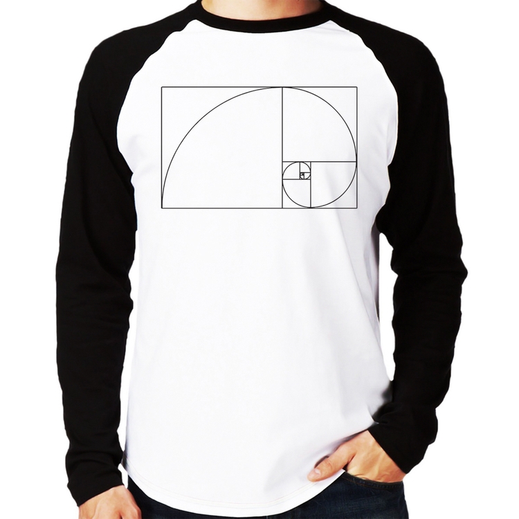 Camiseta Raglan Proporção Áurea Fibonacci Manga Longa