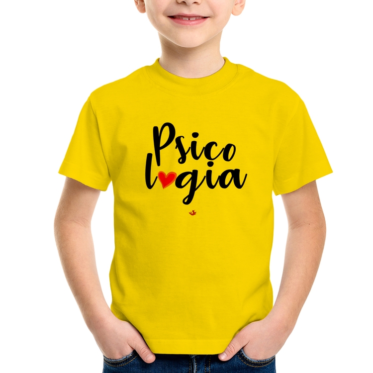 Camiseta Infantil Psicologia por amor - Amarela