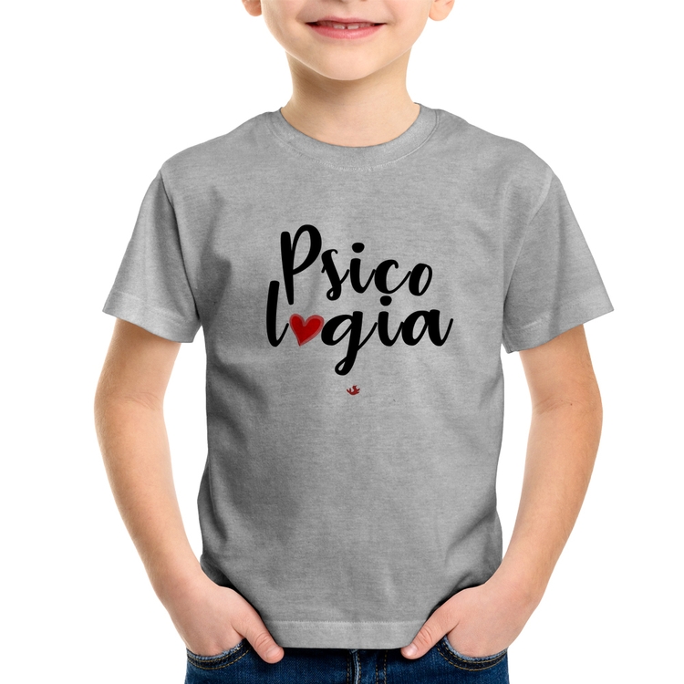 Camiseta Infantil Psicologia por amor - Cinza