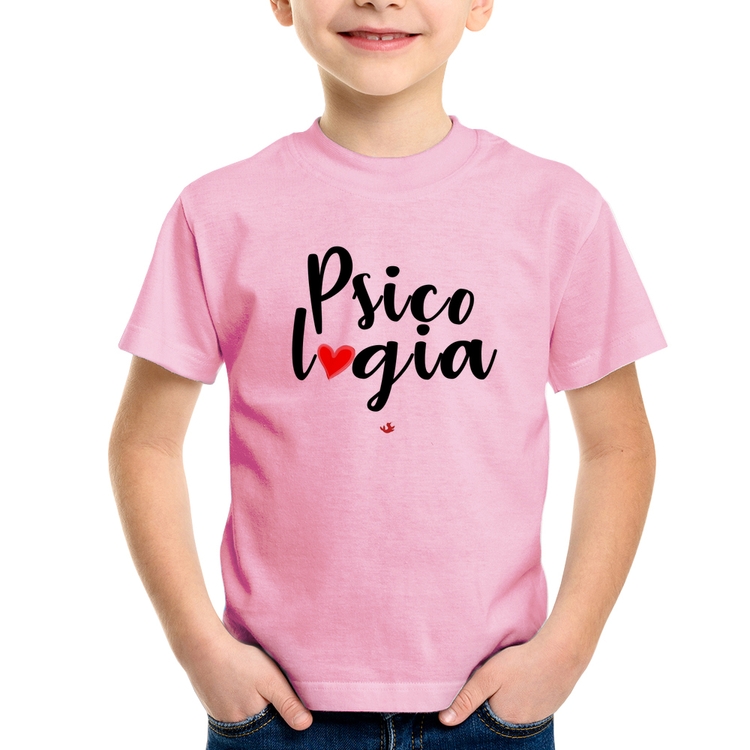 Camiseta Infantil Psicologia por amor - Rosa Bebê