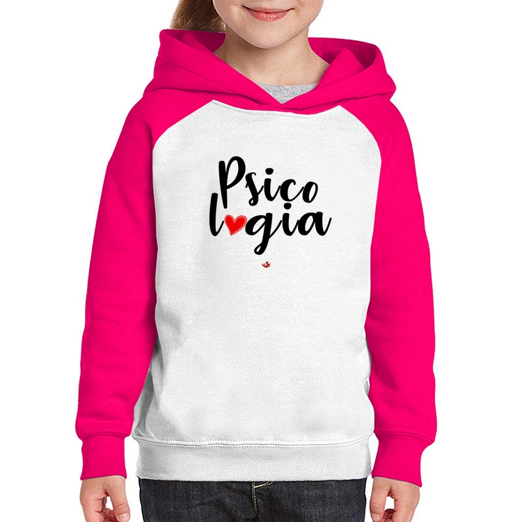 Moletom Infantil Psicologia por amor - Branco/Rosa