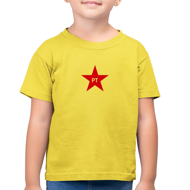 Camiseta Algodão Infantil PT - Lula - Amarelo Canário