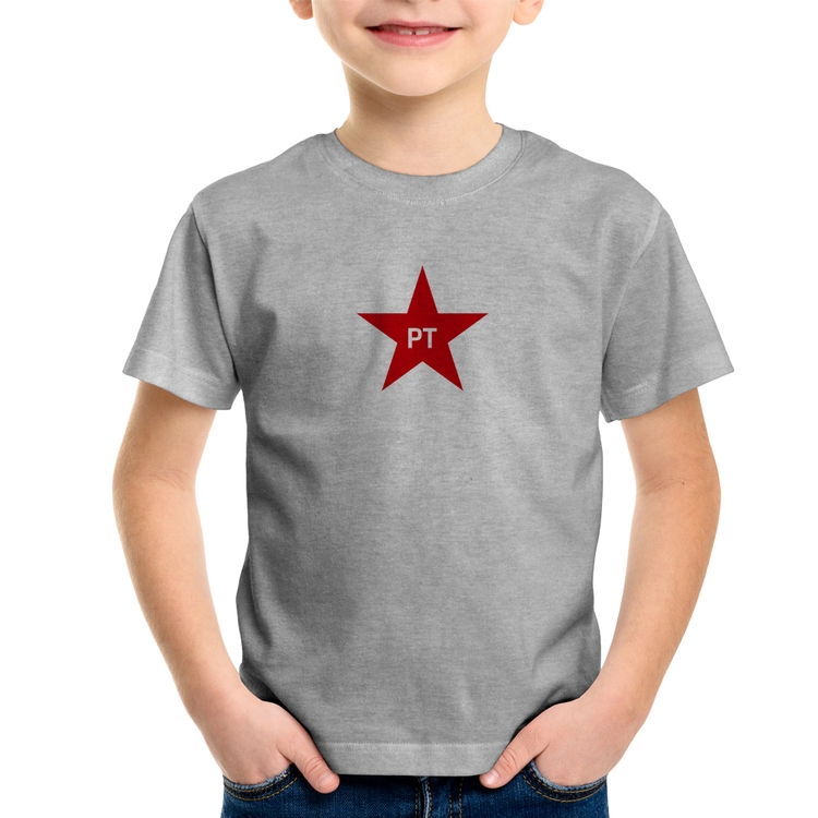 Camiseta Infantil PT - Lula - Cinza