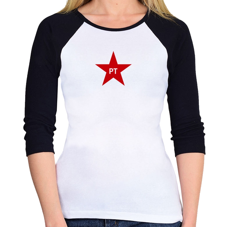 Baby Look Raglan PT - Lula Manga 3/4