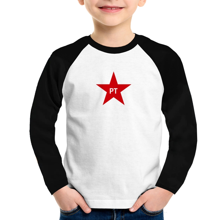 Camiseta Raglan Infantil PT - Lula Manga Longa