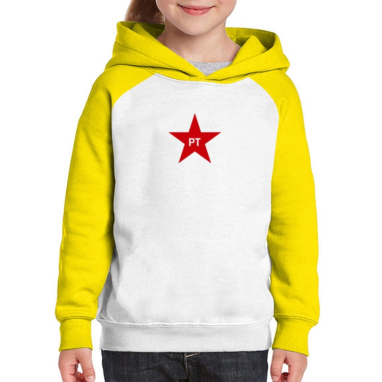 Moletom Infantil PT - Lula - Branco/Amarelo