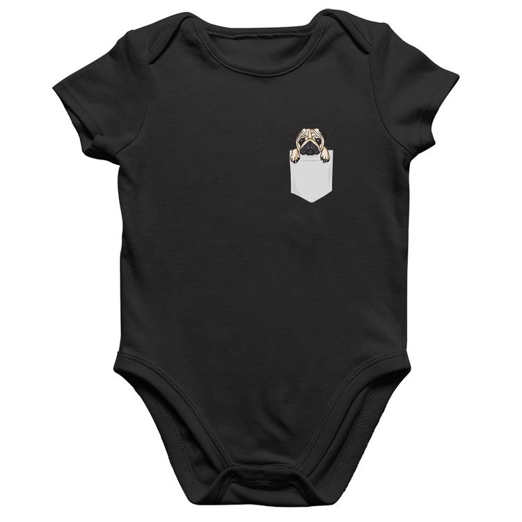 Body Bebê Algodão PUG de Bolso