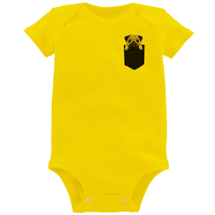 Body Bebê PUG de Bolso - Amarelo