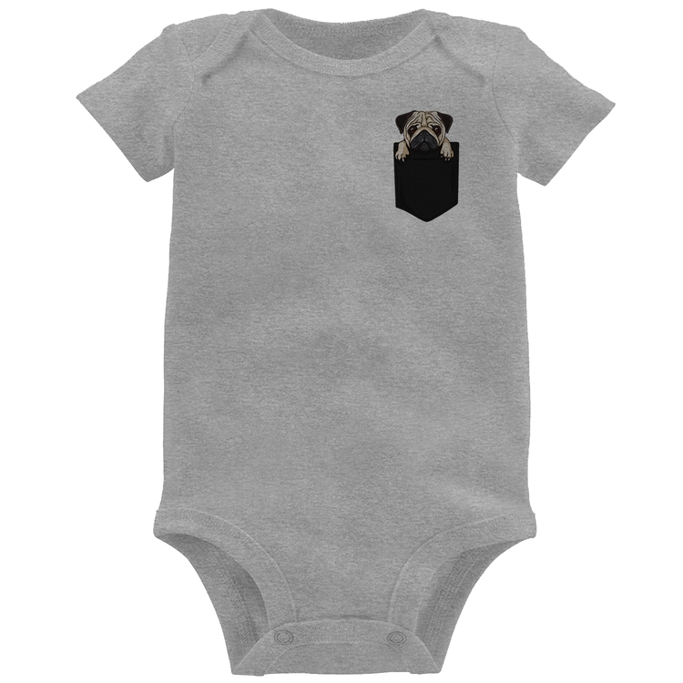 Body Bebê PUG de Bolso - Cinza