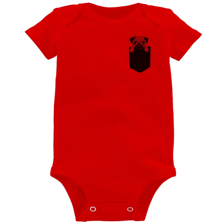 Body Bebê PUG de Bolso - Vermelho