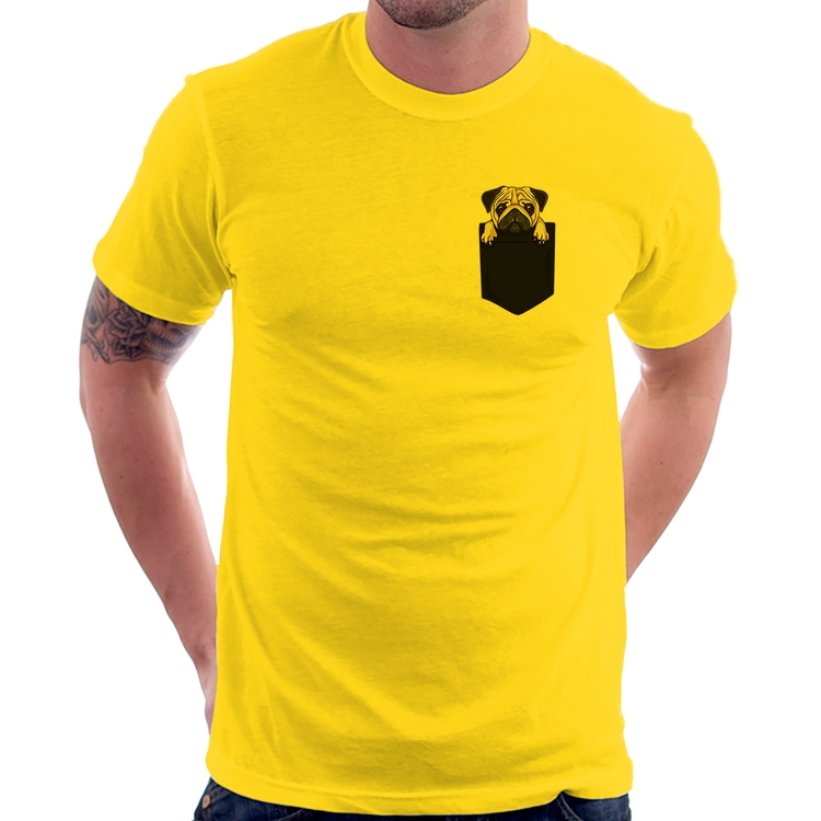 Camiseta PUG de Bolso - Amarela