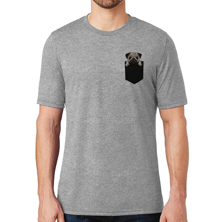 Camiseta PUG de Bolso - Cinza
