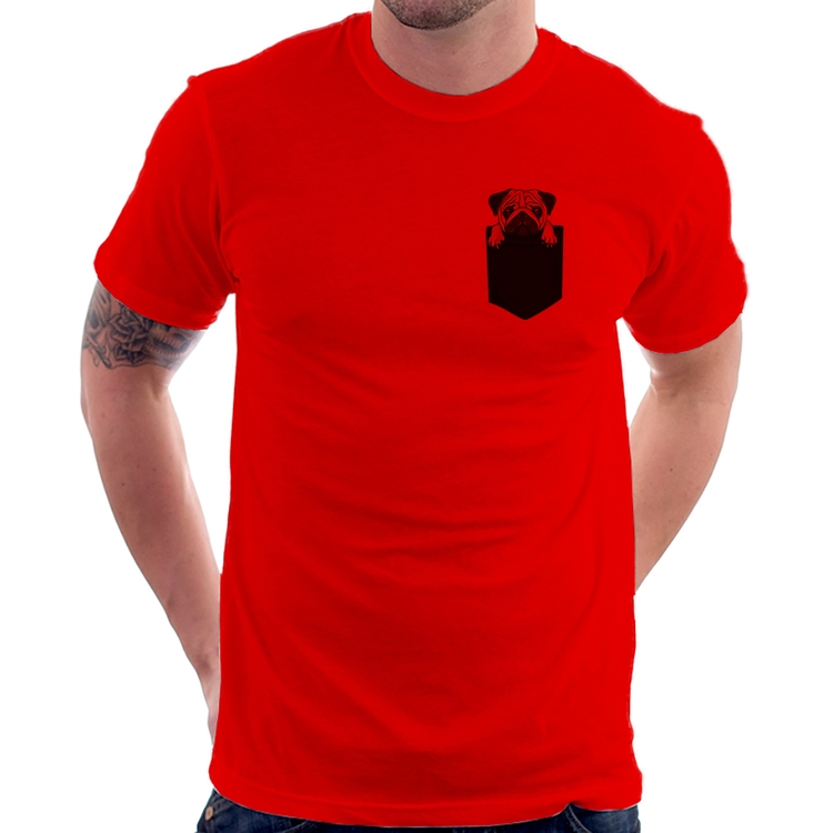 Camiseta PUG de Bolso - Vermelha